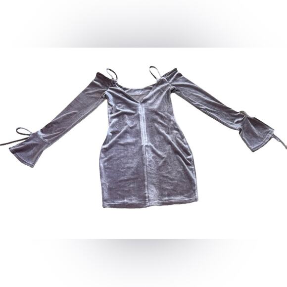 NWT Dance&Marvel Small Velvet Mauve Mini Long bell Sleeve Dress feminine evening - Picture 5 of 8